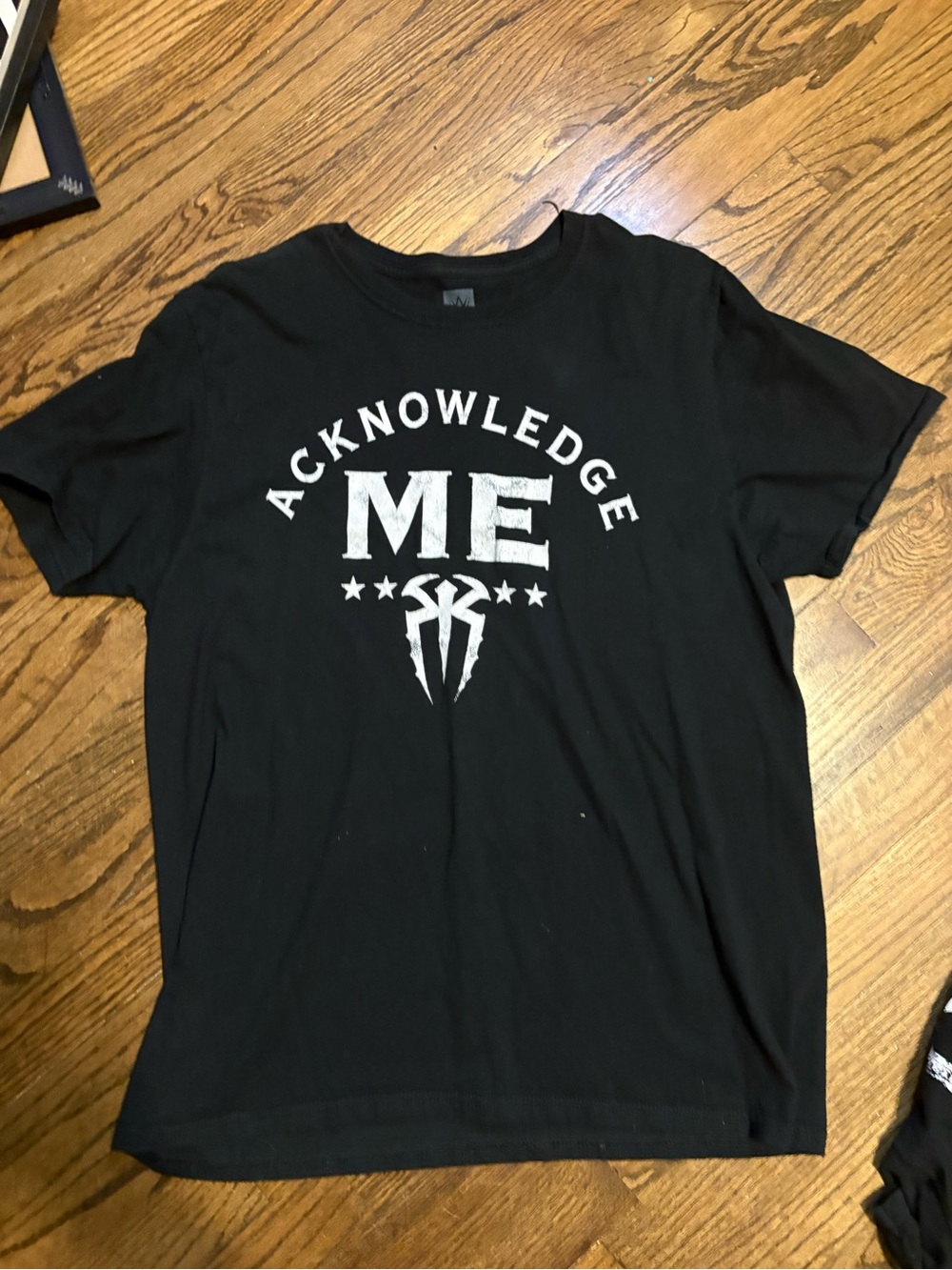 WWE Roman Reigns Acknowledge Me Black Graphic T-Shirt